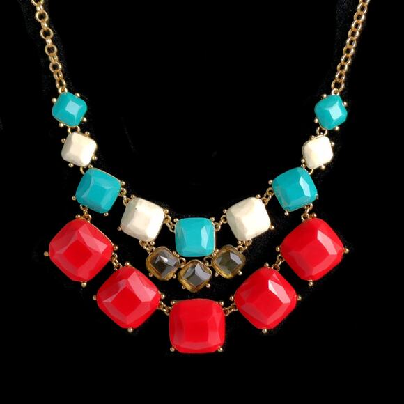 Mia Collection by Kim Min Sun Layered Faceted Beaded Chain Necklace NWT - Picture 1 of 5